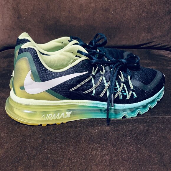 Excellent Nike Air Max 2015 Indigo Turquoise Volt Womens 10.5 US 42.5 EUR Mens 9 - Picture 4 of 16